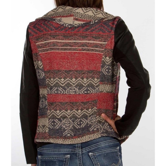 {Me Jane} Fabric and Faux Leather Jacket - Picture 4 of 9